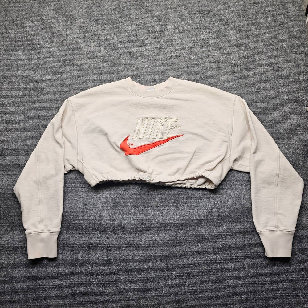 Frankie Collective Upcycled Nike Cropped Sweatshirt Cream Red XL